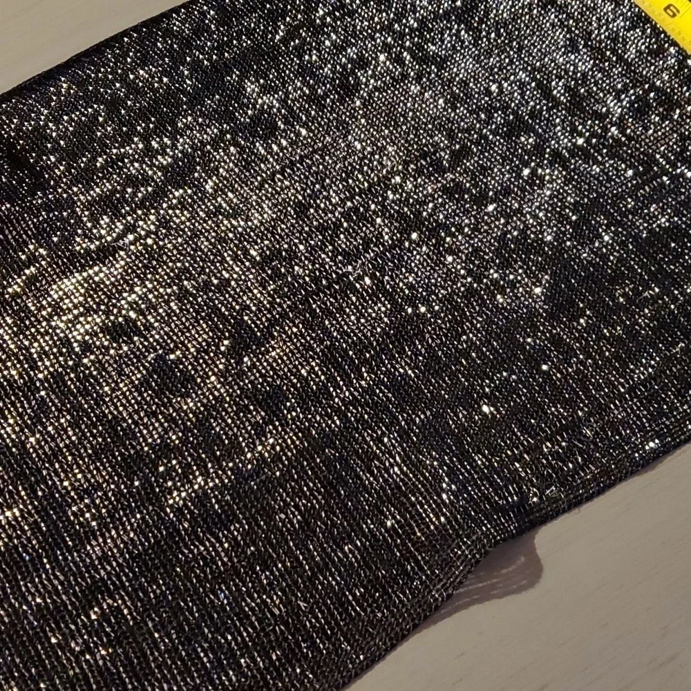 Silver & Black shimmer Metallic scarf with Fringe LARGE